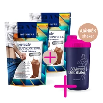 Interherb Intenzív SÚLYKONTROLL Csokoládéízű Diet Shake kollagénnel 2x528g+ajándék SHAKER