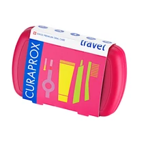 Curaprox Utazó szett MAGENTA (fogkefe, mini fogkrém, fogköztisztító kefe)