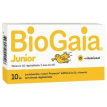 BioGaia Junior + D-vitamin étrend-kiegészítő rágótabletta 3 éves kortól 10x