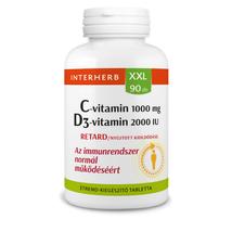 Interherb XXL 90db C-vitamin 1000 mg + D3-vitamin 2000 IU RETARD/nyújtott kioldódású tabletta