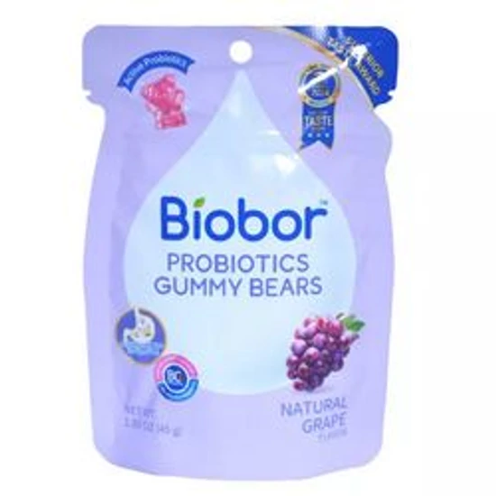 BIOBOR Szőlő ízű gumicukorka probiotikus baktériumtörzsekkel 45g