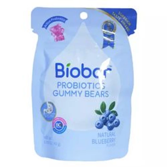BIOBOR Áfonya ízű gumicukorka probiotikus baktériumtörzsekkel 45g