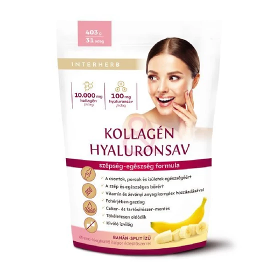 Interherb Kollagén&Hyaluronsav italpor Banán-Split ízű 403g