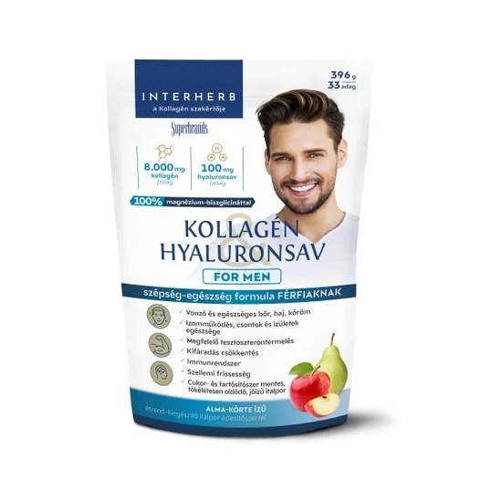 Interherb Kollagén&Hyaluronsav italpor FOR MEN Alma-Körte ízű 396g/33 adag