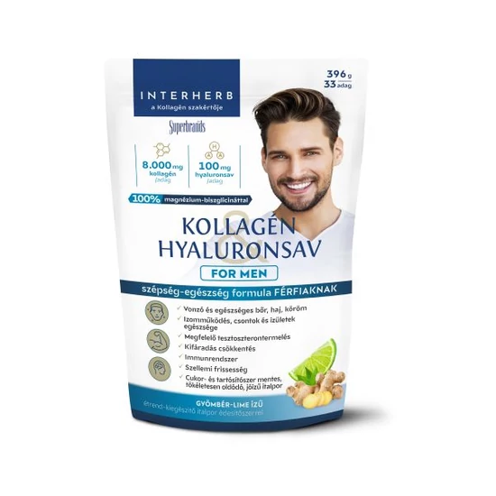 Interherb Kollagén&Hyaluronsav italpor FOR MEN Gyömbér-Lime ízű 396g/33 adag
