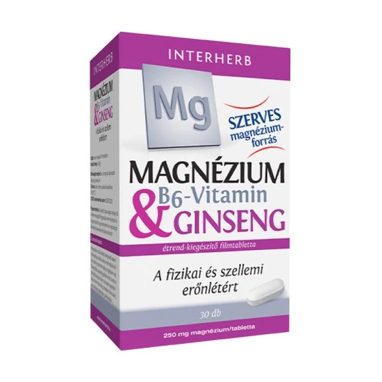 Interherb Magnézium 250mg & B6-vitamin & Ginseng tabletta 30x