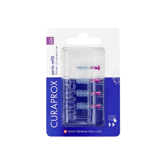 Curaprox Perio CPS 406 világoslila fogköztisztító kefe refill 4x