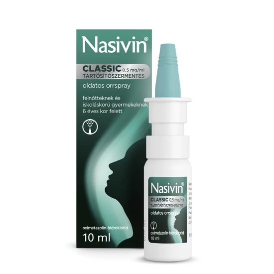 Nasivin Classic 0,5mg/ml orrspray tartósítószermentes 10ml