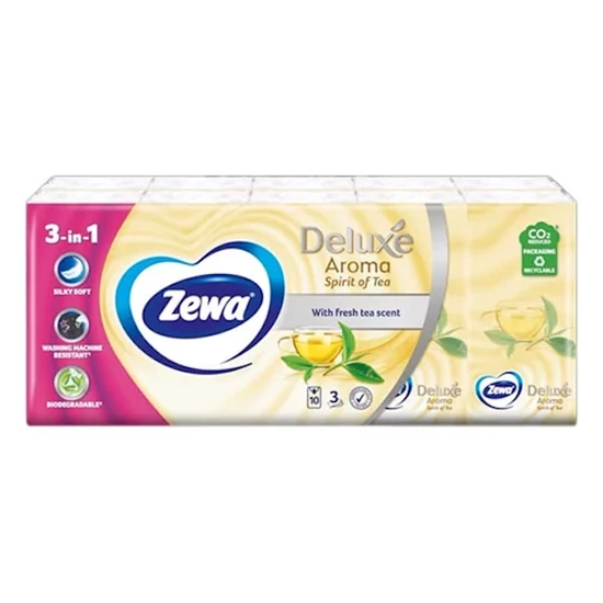 ZEWA Deluxe Papírzsebkendő Spirit of Tea 3 rétegű 10x10 darabos