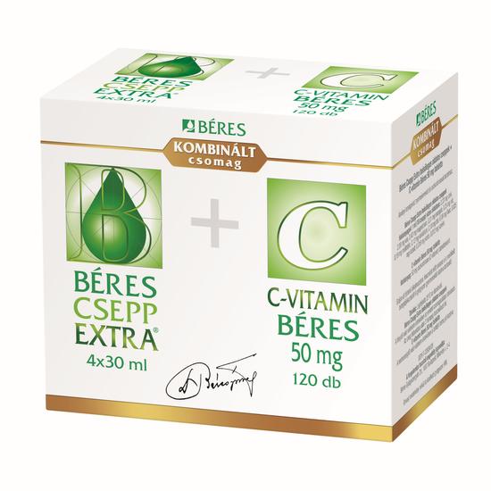 Béres Csepp Extra belsőleges oldatos cseppek 4x30ml+ C-vitamin Béres 50 mg tabletta 120x