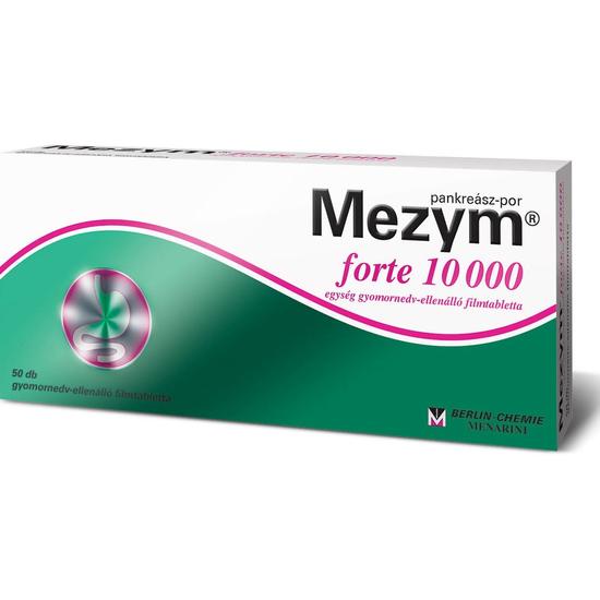 Mezym Forte 10000 E gyomornedv ellenálló filmtabletta 50x