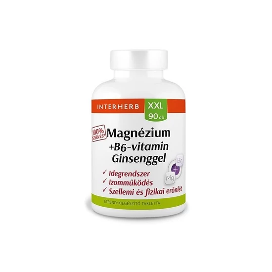 Interherb XXL 90x MAGNÉZIUM 100%SZERVES +B6 +Ginseng tabletta