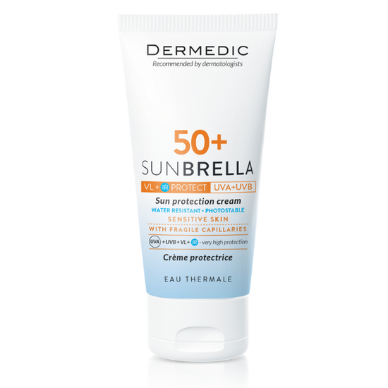 Dermedic SUNBRELLA Fényvédő arckrém SPF 50+ rozáceás és kipirosodásra hajlamos bőrre 50ml