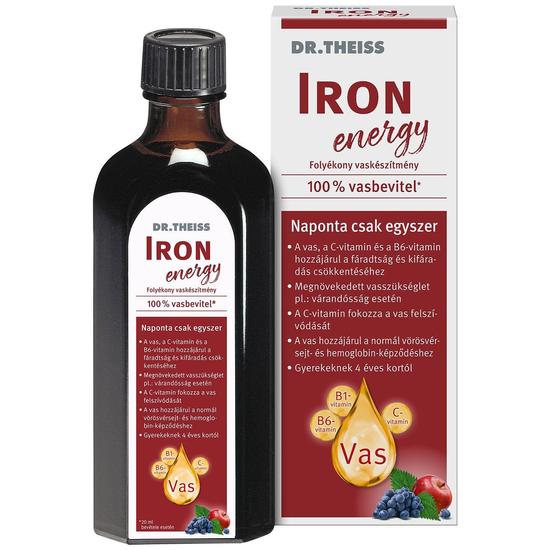 Dr. Theiss IRON energy folyékony étrend-kiegészítő vassal és vitaminokkal, édesítőszerrel 500ml