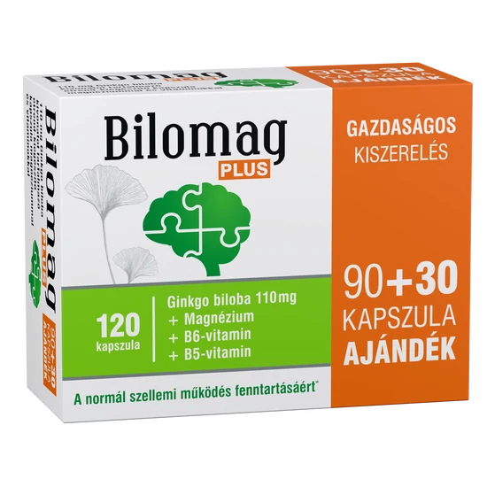 Bilomag PLUS 110 mg Ginkgo biloba kivonatot tartalmazó étrend-kiegészítő kapszula 90+30x