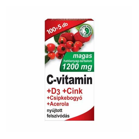 Dr Chen C-vitamin 1200mg +D3-vitamin +Cink +Csipkebogyó +Acerola filmtabletta 105x