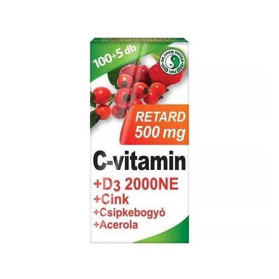 Dr Chen C-vitamin 500mg +D3-vitamin +Cink +Csipkebogyó +Acerola rágótabéetta 105X