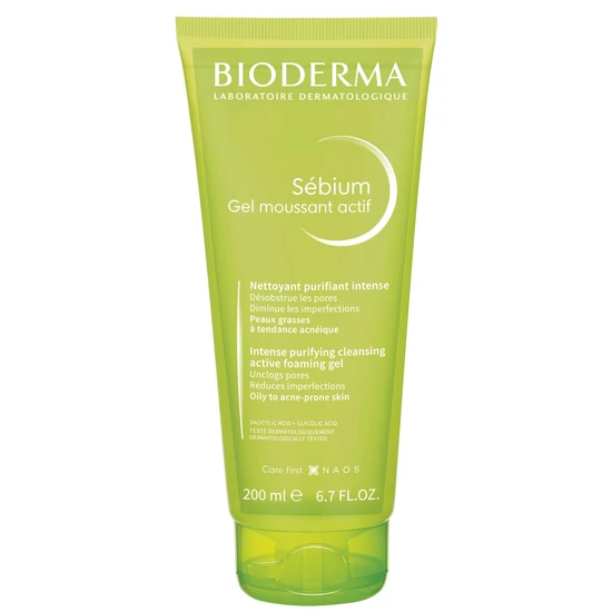 Bioderma Sébium Gel Moussant ACTIF hámlasztó hatású, tisztító, habzó gél 200ml