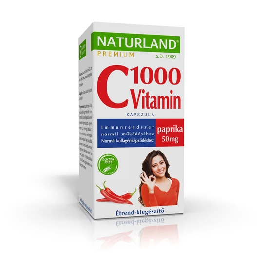 Akciós Naturland Prémium 1000 mg C-vitamin kapszula paprikával 40x