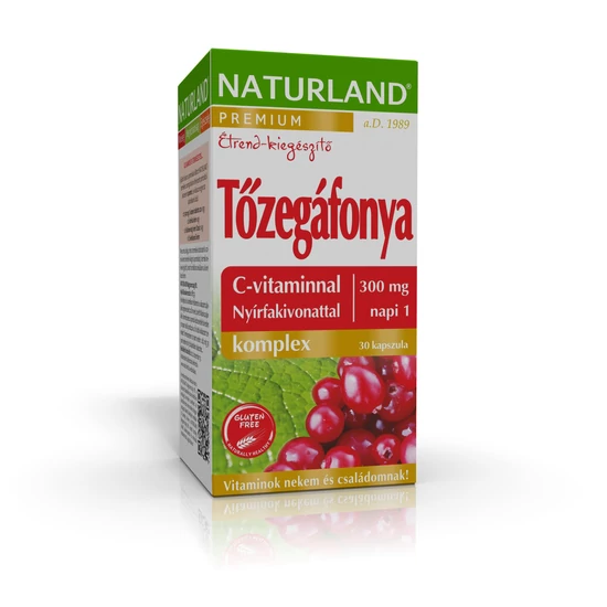 Naturland Tőzegáfonya komplex kapszula C-vitaminnal és nyírfakivonattal 30x