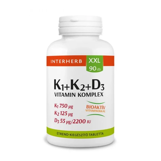 Interherb XXL 90x K1+K2+D3 Vitamin komplex tabletta