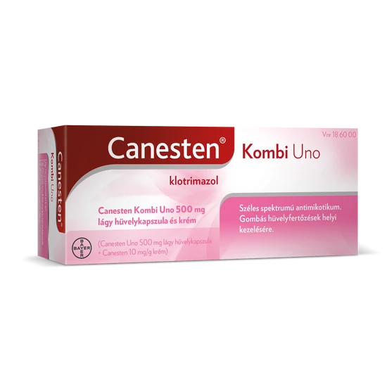Canesten Kombi Uno 500mg lágy hüvelykapszula és krém (1db 500mg lágy hüvelykapszula+ 20g krém)