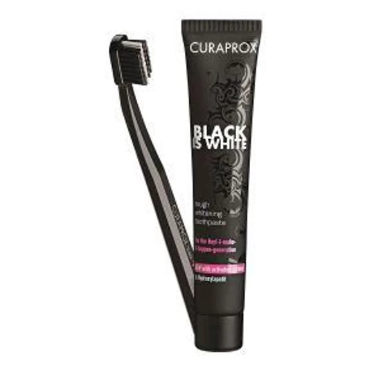 Curaprox Black is white fogkefe+fogkrém szett 90ml
