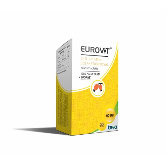 Eurovit C-vitamin 1000mg retard + D-vitamin 2000 NE csipkebogyóval étrend-kiegészítő bevont tabletta 90x